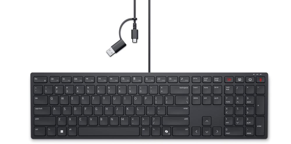 Клавиатура Dell KB525C, Quiet Keys, Spill Resistant, Low-profile Keys, Adjustable Tilt, Illuminated, US International (QWERTY), USB/USB Type-C 