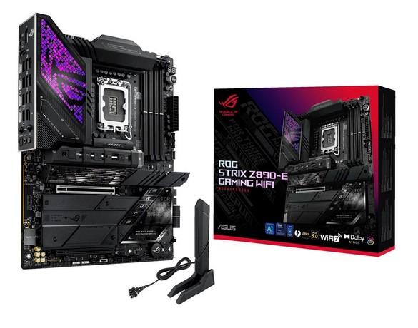 Дънна платка Asus ROG Strix Z890-E Gaming WIFI, Z890, LGA1851, DDR5, PCI-E 5.0, 4 x SATA 6Gb/s, 7 x M.2 Slots, 7 x USB 3.2 Gen 2 pe-A, 2 x Thunderbolt 4, 5GbE LAN, Wi-Fi 7, Bluetooth 5.4, HDMI, DP, ATX