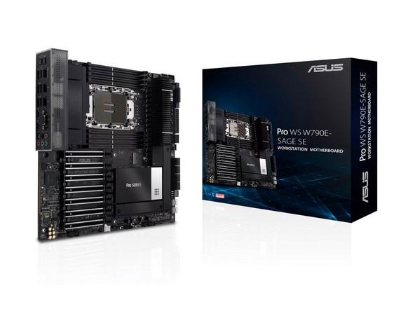 Дънна платка за сървър Asus Pro WS W790E-SAGE SE, W790, LGA4677, DDR5, 2x 10GbE LAN, 8x SATA 6Gb/s, 3x M.2 slot, 2x SlimSAS, RAID 0/1/5/10, 1x USB 3.2 Gen 2x2 Type-C, 4x USB 3.2 Gen 2 Type-A, EEB