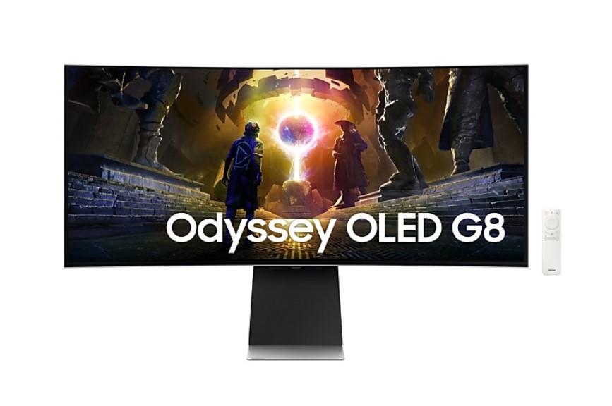 Монитор Samsung LS34DG850SUXDU Odyssey G85SD, 34" (86.36 cm) OLED Ultra WQHD Curved 1800R, HDR400, 175Hz, 0.03ms (GTG), 250 cd/m2, 2 x HDMI, DP, USB Hub