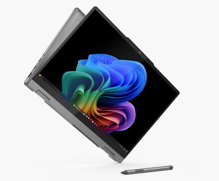 Лаптоп Lenovo IdeaPad 5 2-in-1 14Q8X9, Qualcomm Snapdragon X Plus X1P-42-100 8C (3.2/3.4GHz, 30MB Cache), 14" (35.56cm) WUXGA OLED 400nits Glare Touch Display, 16GB LPDDR5X, 1TB SSD NVMe, Windows 11 Home