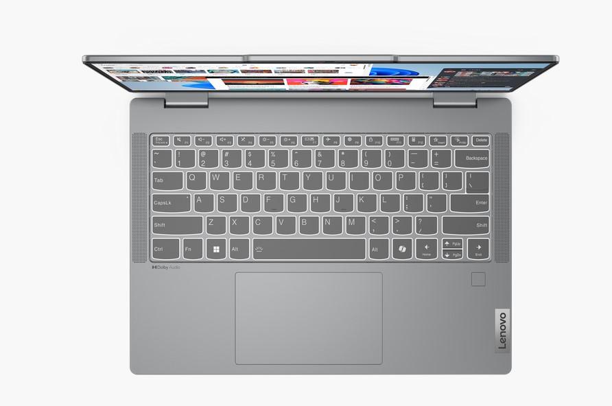 Лаптоп Lenovo IdeaPad 5 2-in-1 14AHP9,  AMD Ryzen 7 8845HS 8C (3.8/5.1GHz, 16MB Cache), 14" (35.56cm) WUXGA OLED 400nits Glare Touchscreen Display, 16GB LPDDR5X, 1TB SSD NVMe, Windows 11 Home