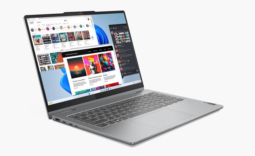 Лаптоп Lenovo IdeaPad 5 2-in-1 14AHP9,  AMD Ryzen 7 8845HS 8C (3.8/5.1GHz, 16MB Cache), 14" (35.56cm) WUXGA OLED 400nits Glare Touchscreen Display, 16GB LPDDR5X, 1TB SSD NVMe, Windows 11 Home