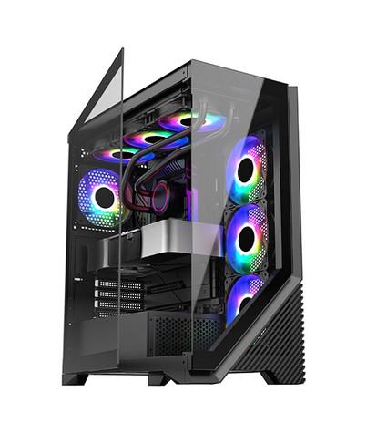 Кутия TrendSonic FC-AR17A-ARGB, Middle Tower, 2 x USB 3.0, 1 x USB Type-C, ATX, Micro ATX, Mini-ITX, черна