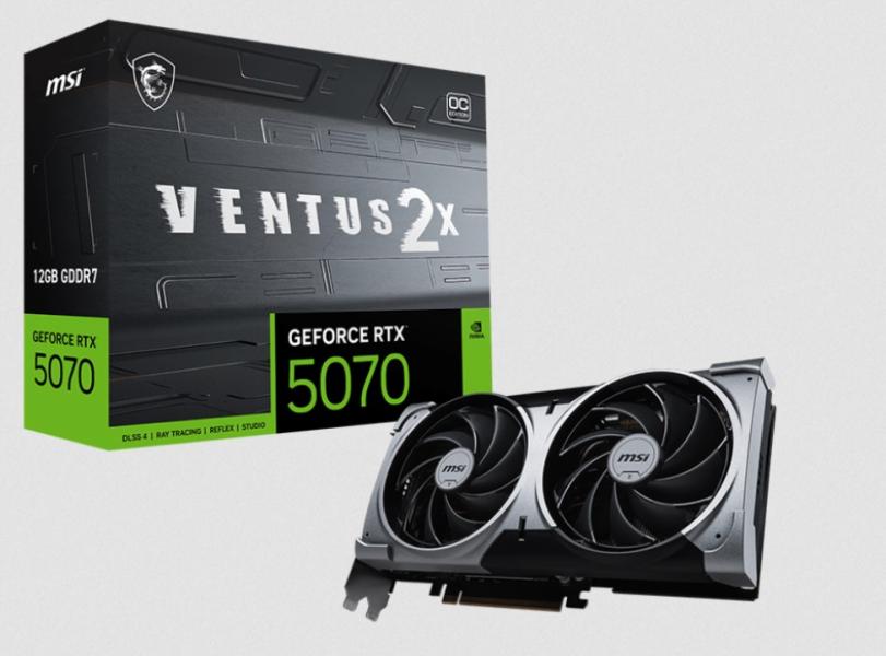Видео карта MSI Nvidia GeForce RTX 5070 12G VENTUS 2X OC, 12GB GDDR7, 192-bit, HDMI, 3xDP