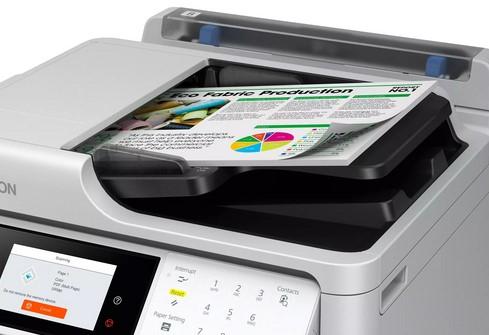 Мастилоструйно многофункционално устройство EPSON WorkForce Pro EM-C800RDWF Inkjet, цветно, принтер/копир/скенер/факс, ADF, 4800 x 1200 dpi, 34 стр/мин, А4, Wireless, LAN, USB