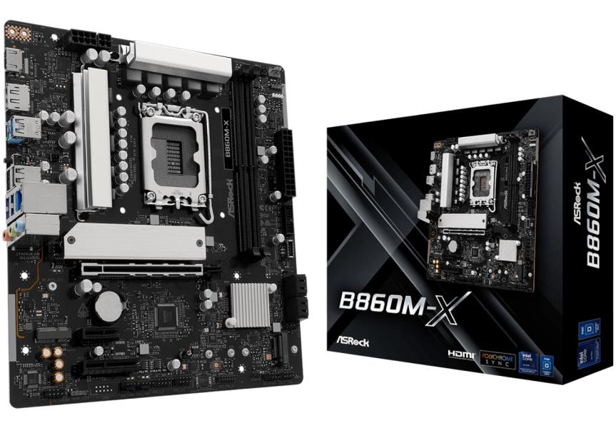Дънна платка ASRock B860M-X, LGA1851, 2x DDR5, 2x M.2, 4x SATA 6Gb/s, HDMI, DP, Micro ATX
