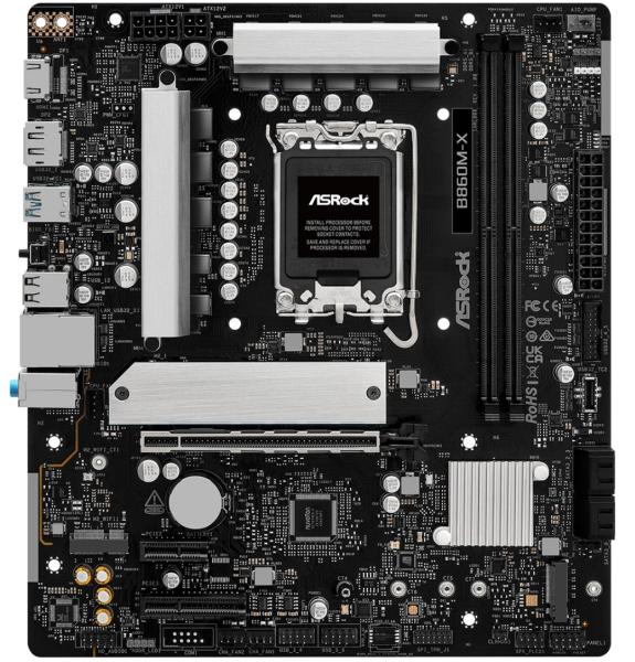 Дънна платка ASRock B860M-X, LGA1851, 2x DDR5, 2x M.2, 4x SATA 6Gb/s, HDMI, DP, Micro ATX