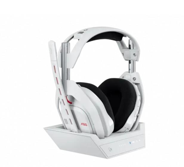 Геймърски слушалки Logitech ASTRO A10 безжични слушалки със станция, Bluetooth, Бели