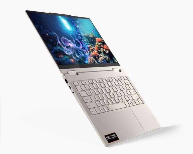 Лаптоп Lenovo Yoga 7 2-in-1 14AKP10, AMD Ryzen AI 7 350 8C (2.0 / 5.0 GHz, 16 MB cache), 14.0" (35.56 cm) 2.8K OLED, Touch Screen, 24GB LDDR5x, 1TB M.2 NVMe SSD, Windows 11 Home