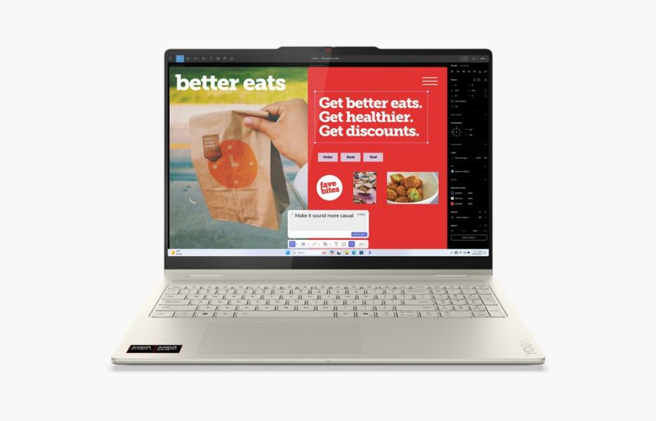 Лаптоп Lenovo Yoga 7 2-in-1 16AKP10, AMD Ryzen AI 7 350 8C (2.0 / 5.0 GHz, 16 MB cache), 16.0" (40.64 cm) 2.8K OLED, Touch Screen, 32GB LDDR5x, 1TB M.2 NVMe SSD, Windows 11 Home