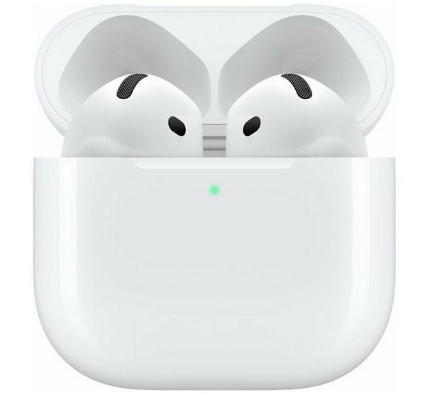 Слушалки Apple AirPods 4, Bluetooth, микрофон, Apple H2 чип, Adaptive EQ, IP54 