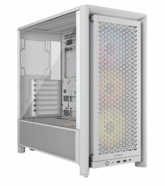 Кутия Corsair Frame 4000D RS ARGB White, Middle Tower, 1x USB 3.2 Gen 2 Type-C, 2x USB 3.2 Gen 1 Type-A, EATX/ATX/microATX/Mini-ITX