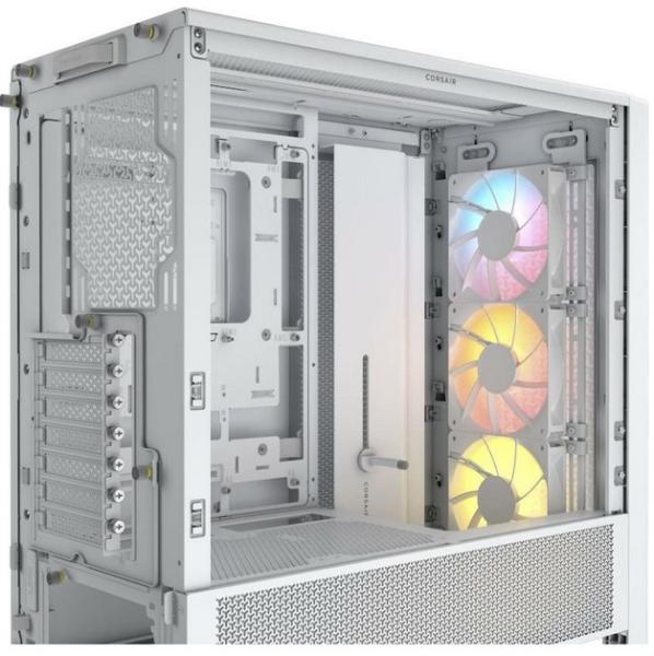 Кутия Corsair Frame 4000D RS ARGB White, Middle Tower, 1x USB 3.2 Gen 2 Type-C, 2x USB 3.2 Gen 1 Type-A, EATX/ATX/microATX/Mini-ITX