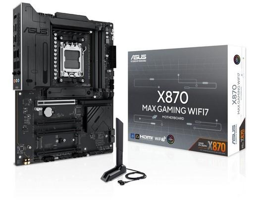 Дънна платка Дънна платка Asus X870 Max Gaming WiFi7, X870, AM5, DDR5, 3x M.2 slots, 4x SATA 6Gb/s, Wi-Fi 7, Bluetooth v5.4, 2.5GbE LAN, HDMI, ATX