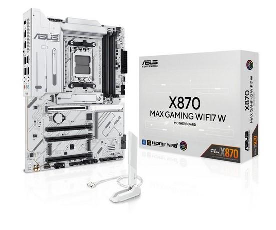 Дънна платка Asus X870 Max Gaming WiFi7 WHITE, X870, AM5, DDR5, 3x M.2 slots, 4x SATA 6Gb/s, Wi-Fi 7, Bluetooth v5.4, 2.5GbE LAN, HDMI, ATX