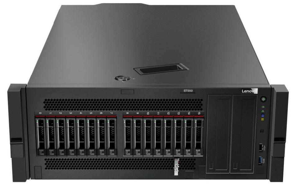 Сървър LENOVO ThinkSystem ST550, Xeon Silver 4210R 10C (2.4G/3.20GHz, 13.75MB Cache, TDP 100W), 16GB UDIMM, 32GB 2933MHz RDIMM, 8x2.5in, 930-8i 2GB, 2x1GbE, 1x750W Titanium XCC Ent