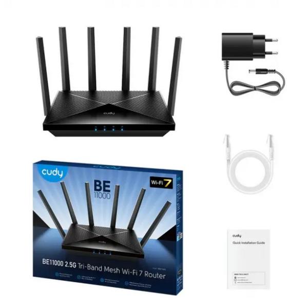 Рутер Cudy BE6500 Dual-Band Wi-Fi 7, LAN: 4x 10/100/1000 / WAN: 1x 2.5Gbps, 6x 5dBi антени