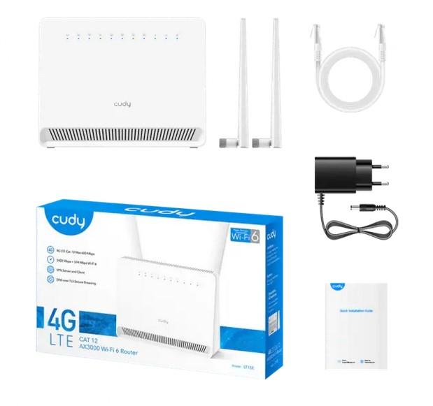 Рутер Cudy LT15E WiFI6, 4G LTE, AX3000, LAN: 3x 10/100/1000 / WAN: 1x 10/100/1000, 6 антени