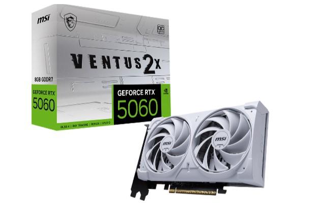 Видео карта MSI nVIDIA GeForce RTX 5060 VENTUS 2X OC 8GB GDDR7 OC WHITE, 128-bit, HDMI, 3x DP