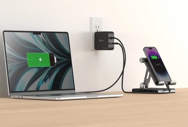 Зарядно j5create JUP25102V  GaN 102W, 2x USB Type-C - за лаптопи, таблети, телефони