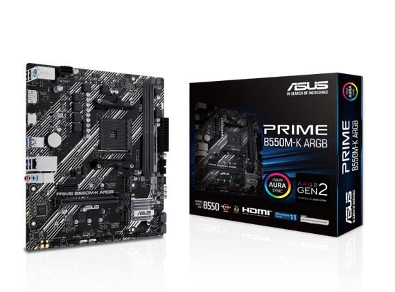 Дънна платка ASUS Prime B550M-K ARGB, AM4, 2x DDR4, 2x M.2, 4x SATA 6Gb/s, HDMI, DP, Micro ATX 