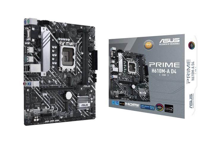 Дънна платка ASUS PRIME H610M-A D4-CSM, LGA 1700, 2x DDR4, 2x M.2 slots, 4x SATA, VGA, HDMI, DP, mATX