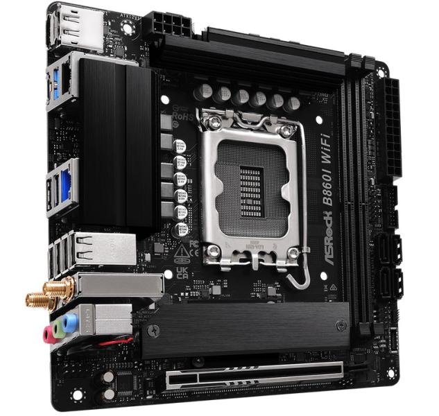 Дънна платка ASRock B860I WiFi, LGA1851, 2x DDR5, 2x M.2, 4x SATA 6Gb/s, HDMI, DP, Mini-ITX