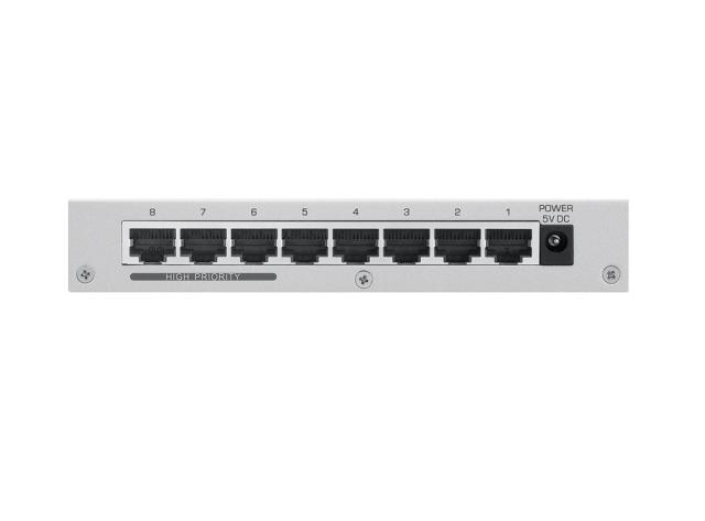 Суич ZyXEL ES-108AV3, 8-port 10/100Mbps Ethernet switch, 3x Qos (!), desktop, metal housing