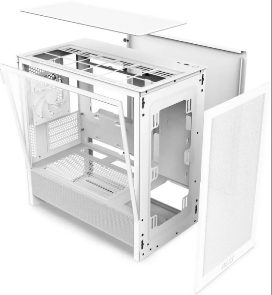 Кутия NZXT H3 Flow 2025 White, Micro Tower, 1 x USB 3.2 Type-A, 1 x USB 3.2 Gen 2x2 Type-C, Micro-ATX, Mini-ITX