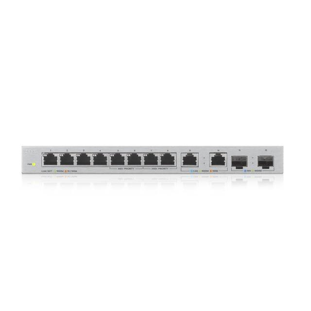 Суич ZyXEL XGS1010-12, 8-Port Gigabit Unmanaged Switch with 2-Port 2.5G/2-Port SFP+