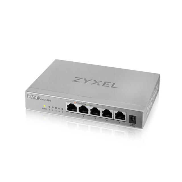 Суич ZyXEL MG-105, 5 Ports, Desktop, 2.5G MultiGig unmanaged Switch
