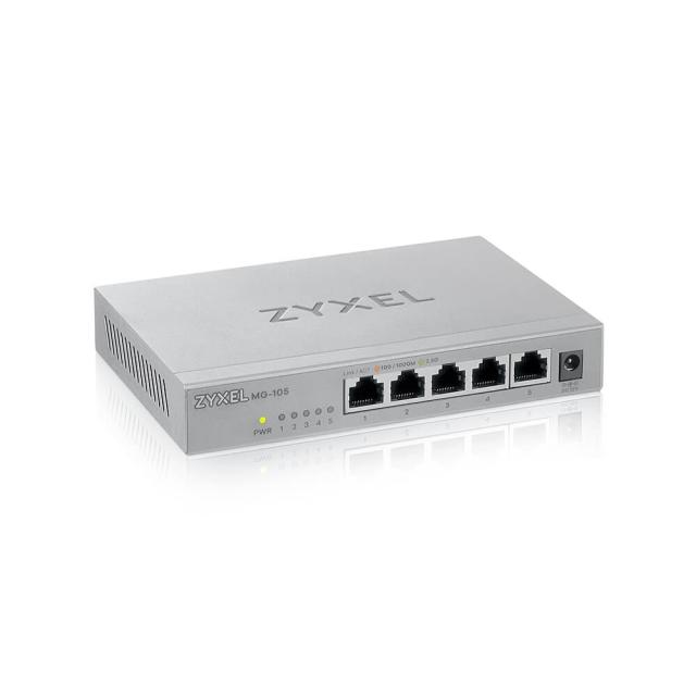 Суич ZyXEL MG-105, 5 Ports, Desktop, 2.5G MultiGig unmanaged Switch