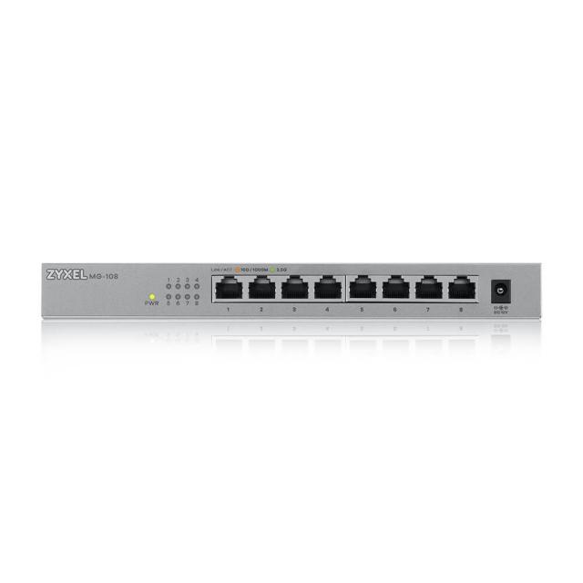 Суич ZyXEL MG-108, 8 Ports, Desktop, 2.5G MultiGig unmanaged Switch