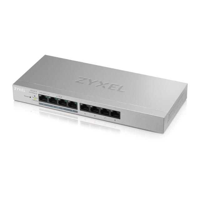 Суич ZyXEL GS1200-8HPv2, 8 Port Gigabit PoE+ webmanaged Switch, 4x PoE, 60 Watt