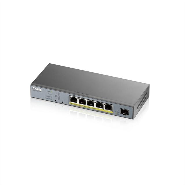 Суич ZyXEL GS1350-6HP, 6 Port managed CCTV PoE switch, long range, 60W, 802.3BT