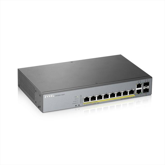 Суич ZyXEL GS1350-12HP, 12 Port managed CCTV PoE switch, long range, 130W