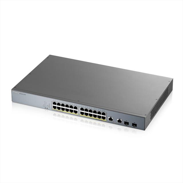Суич ZyXEL GS1350-26HP, 26 Port managed CCTV PoE switch, long range, 375W