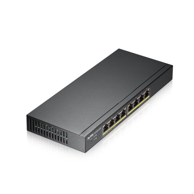 Суич ZyXEL GS1900-8HP, 8-port GbE L2 PoE Smart Switch, 802.3at, desktop, fanless, 70 Watt