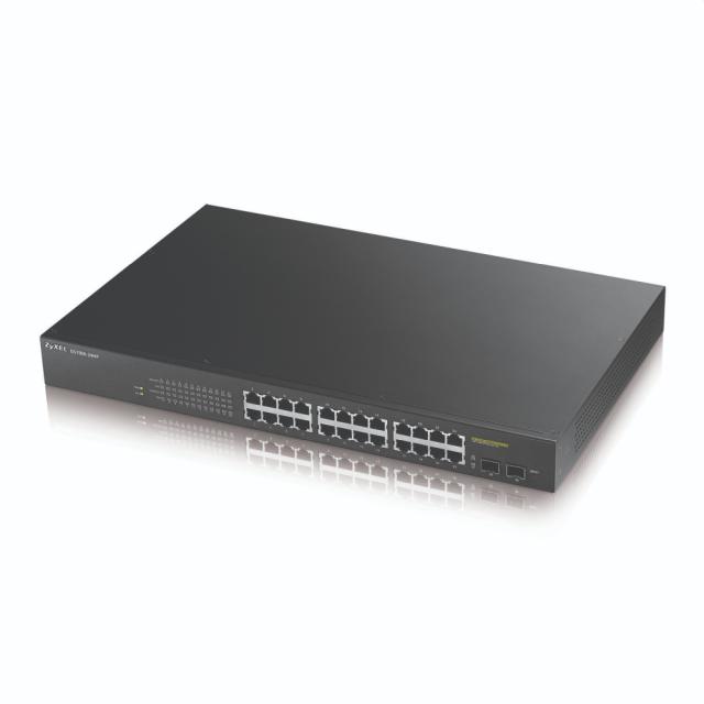 Комутатор ZyXEL GS1900-24HP v2, 24-port GbE L2 PoE Smart Switch, rackmount, 170 Watt