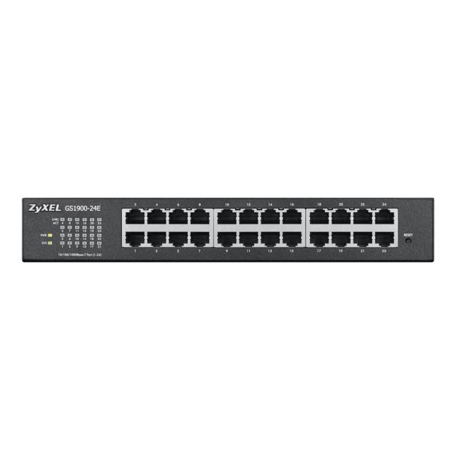 Комутатор ZyXEL GS1900-24E, 24-port GbE L2 Smart Switch, desktop, fanless