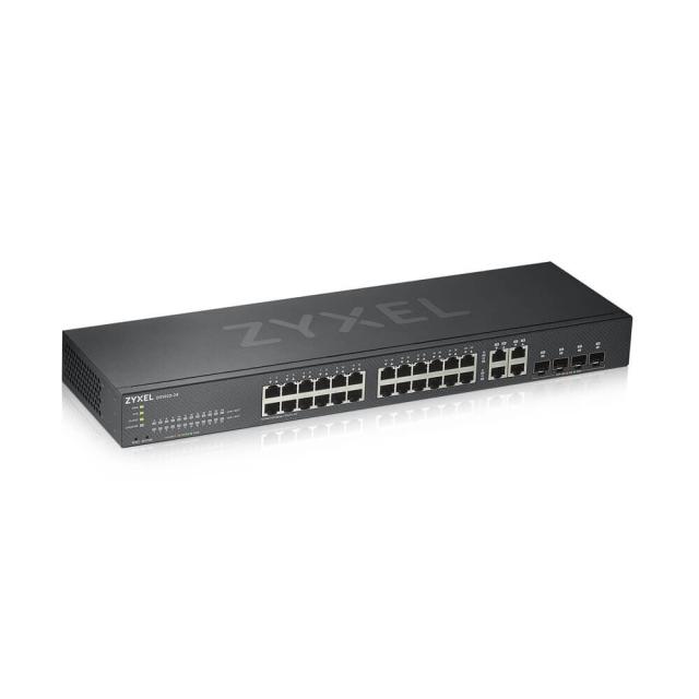 Суич ZyXEL GS1920-24v2, 28 Port Smart Managed Switch 24x Gigabit Copper and 4x Gigabit dual pers., hybird mode, standalone or NebulaFlex Cloud