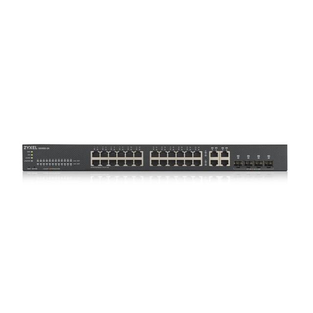 Суич ZyXEL GS1920-24v2, 28 Port Smart Managed Switch 24x Gigabit Copper and 4x Gigabit dual pers., hybird mode, standalone or NebulaFlex Cloud