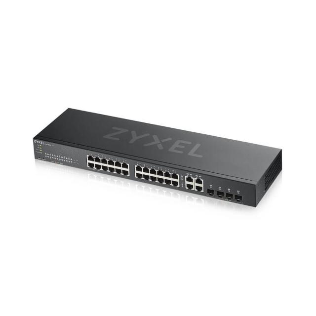 Суич ZyXEL GS1920-24v2, 28 Port Smart Managed Switch 24x Gigabit Copper and 4x Gigabit dual pers., hybird mode, standalone or NebulaFlex Cloud