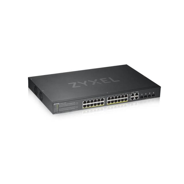 Суич ZyXEL GS1920-24HPv2, 28 Port Smart Managed Switch 24x Gigabit Copper and 4x Gigabit dual pers., hybird mode, standalone or NebulaFlex Cloud