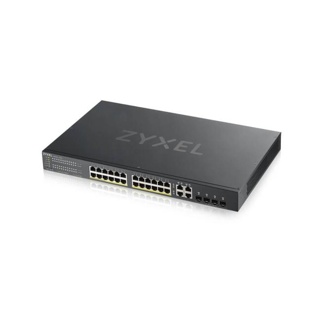 Суич ZyXEL GS1920-24HPv2, 28 Port Smart Managed Switch 24x Gigabit Copper and 4x Gigabit dual pers., hybird mode, standalone or NebulaFlex Cloud