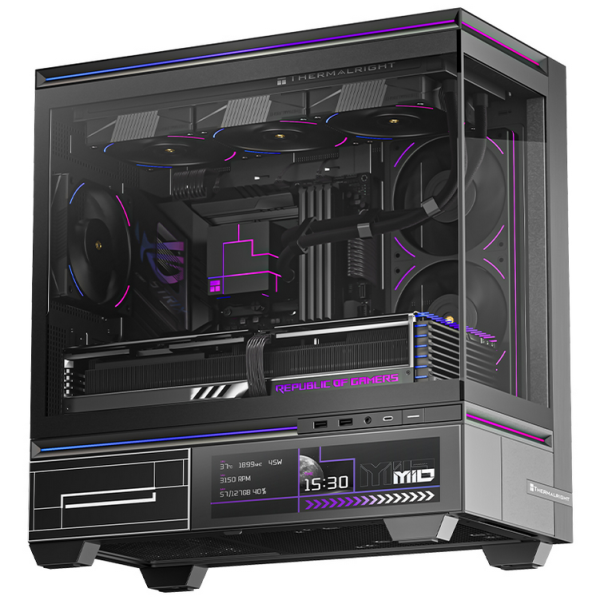 Кутия Thermalright TL-M10 Black, 9.16" LCD Display, Mini Tower, 2x USB 3.0, 1x USB Tupe-C, 1x HD Audio, Micro ATX / Mini-ITX, черна