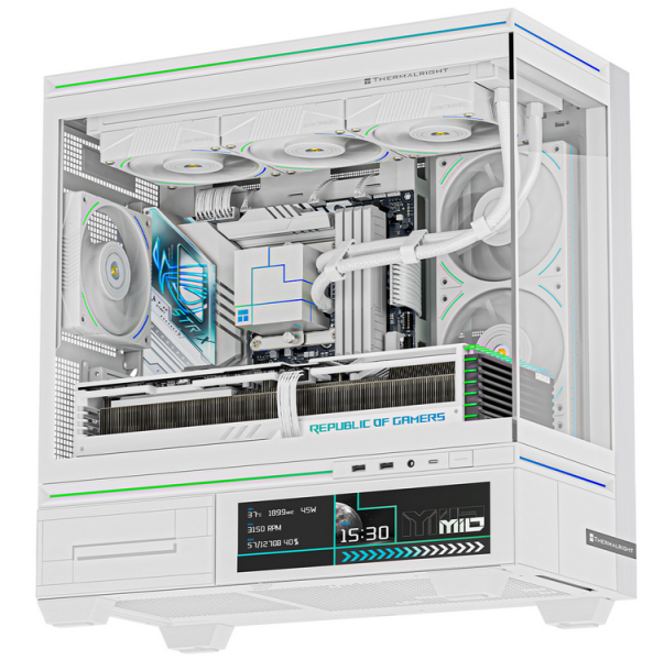 Кутия Thermalright TL-M10 White, 9.16" LCD Display, Mini Tower, 2x USB 3.0, 1x USB Tupe-C, 1x HD Audio, Micro ATX / Mini-ITX, бяла