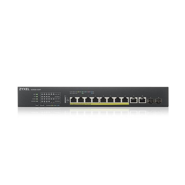 Комутатор ZyXEL XS1930-12HP, 8-port Multi-Gigabit Smart Managed PoE Switch 375Watt 802.3BT, 2 x 10GbE + 2 x SFP+ Uplink