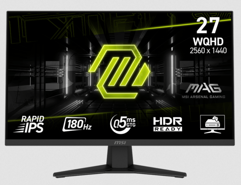 Монитор MSI MAG 274QF Gaming Monitor, 27.0" (68.58 cm) WQHD IPS Anti-glare Display, 180Hz, 0.5ms (GTG), 1000:1, 250 cd/m², HDMI, DP